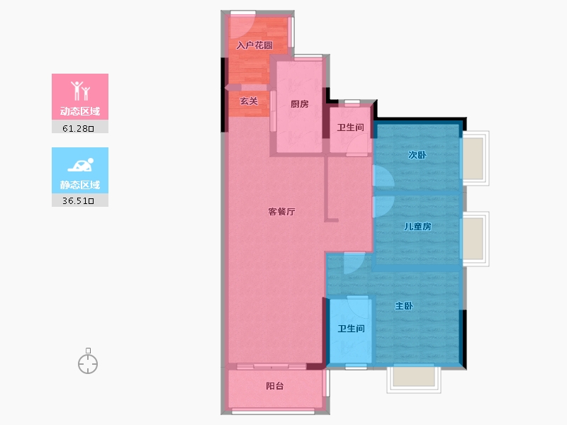 广东省-清远市-海伦堡·云溪九里-87.54-户型库-动静分区