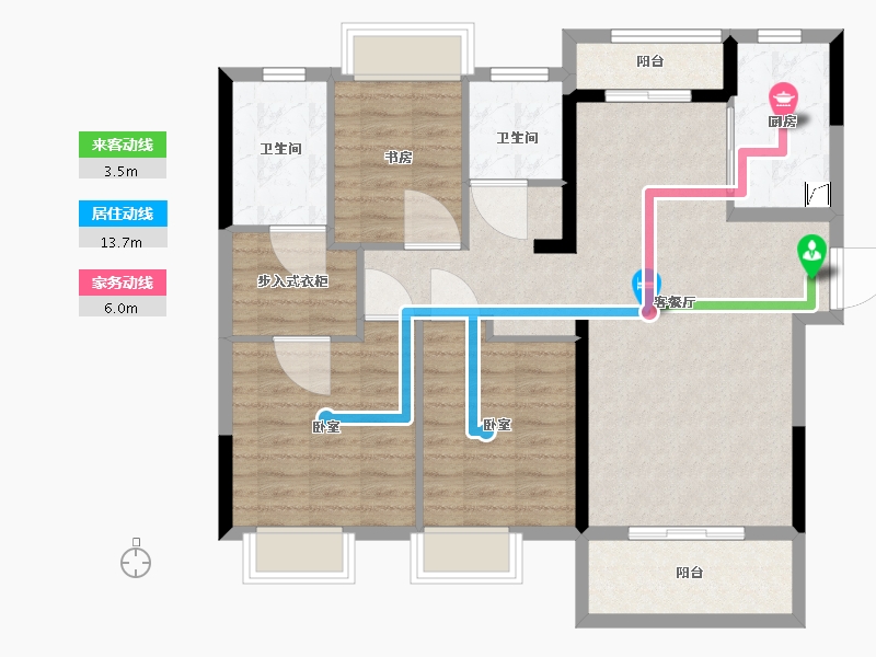 湖北省-武汉市-武地融创金麟壹号-95.77-户型库-动静线