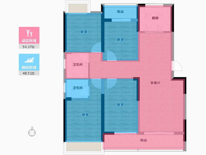 广东省-深圳市-鹏华世家华府-87.38-户型库-动静分区