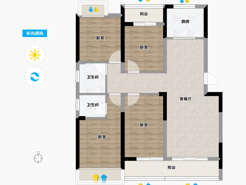 广东省-深圳市-鹏华世家华府-87.38-户型库-采光通风