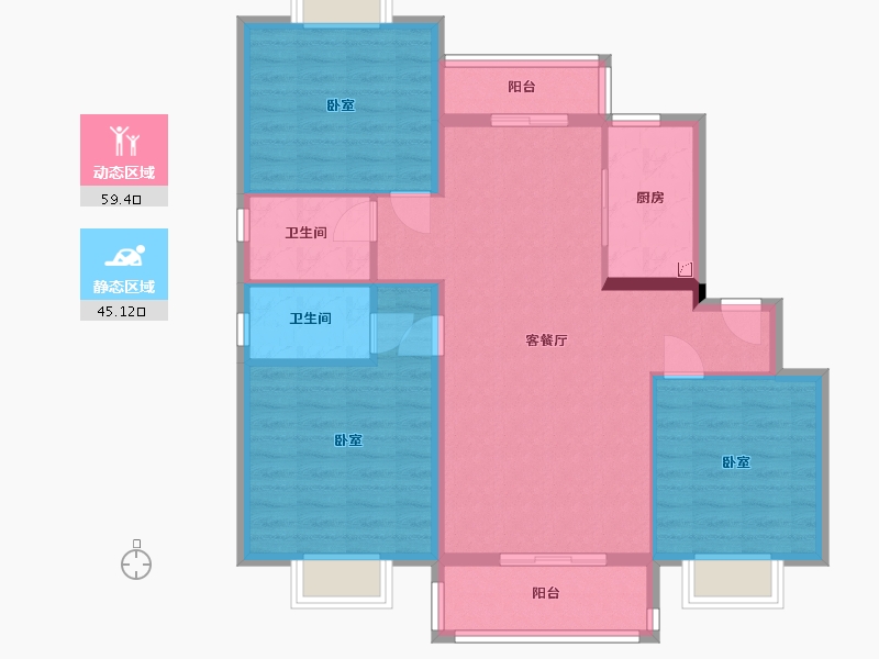 湖北省-武汉市-武汉碧桂园公园里-94.15-户型库-动静分区