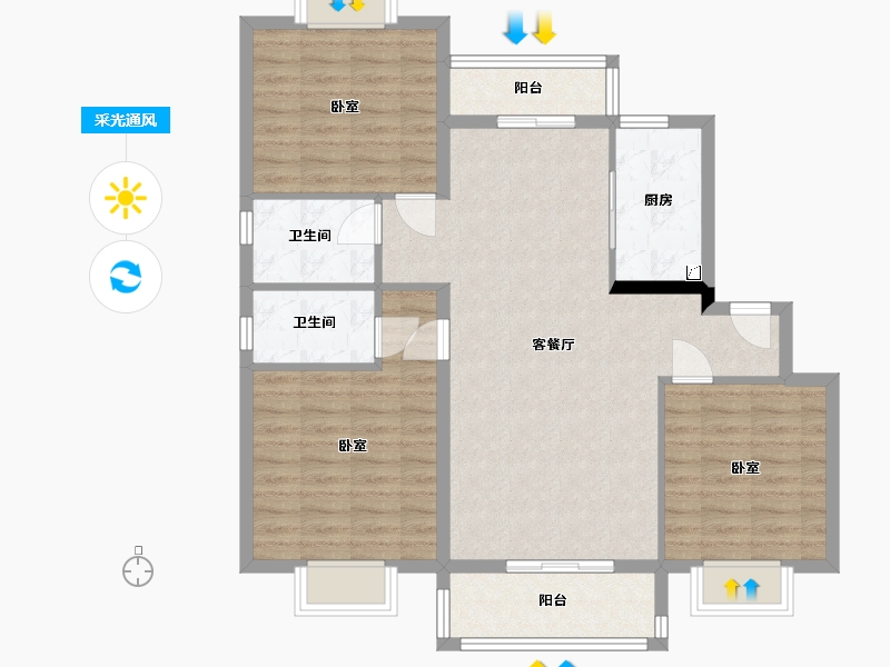 湖北省-武汉市-武汉碧桂园公园里-94.15-户型库-采光通风