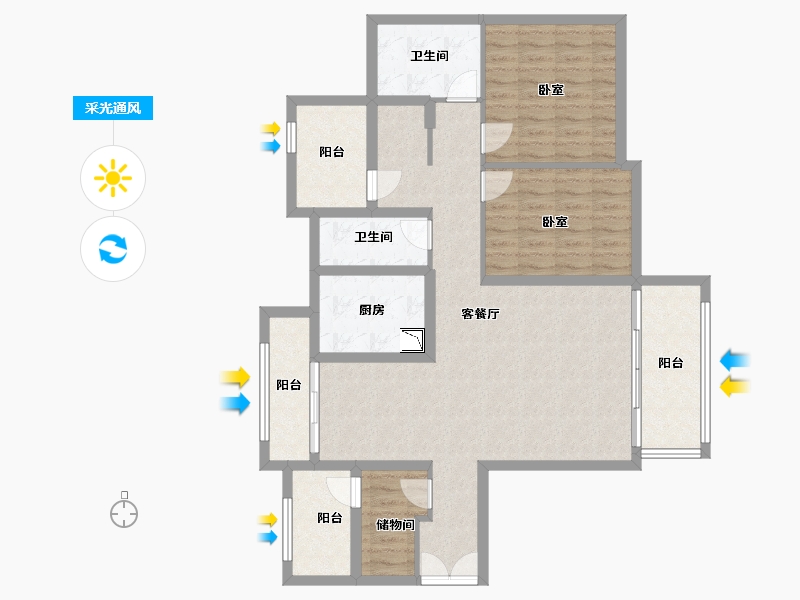 广东省-深圳市-宇宏健康花城知了山-109.24-户型库-采光通风