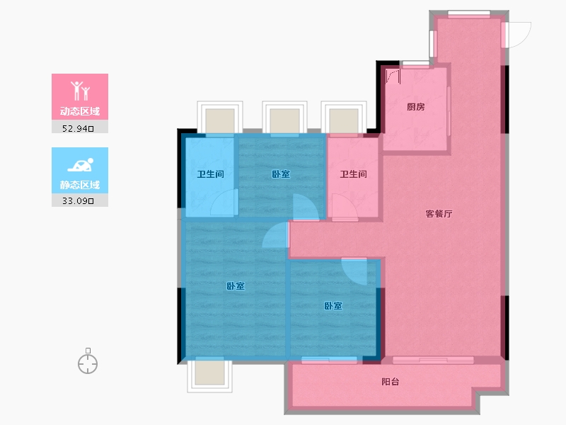 湖北省-武汉市-武汉碧桂园公园里-77.39-户型库-动静分区