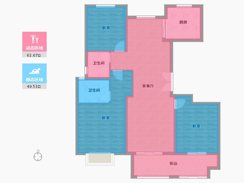 江苏省-南通市-中梁首府-102.36-户型库-动静分区