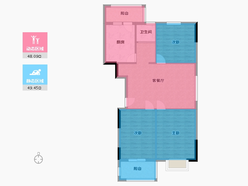 河南省-周口市-豫府花园-88.69-户型库-动静分区