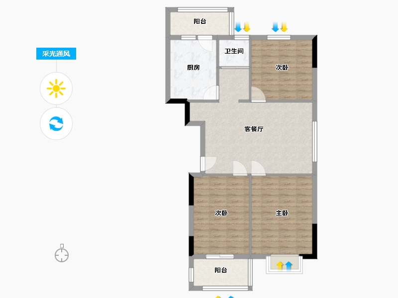 河南省-周口市-豫府花园-88.69-户型库-采光通风