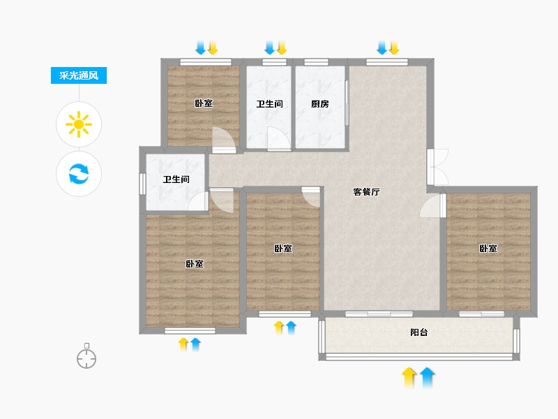 浙江省-嘉兴市-佳源珑府-114.00-户型库-采光通风