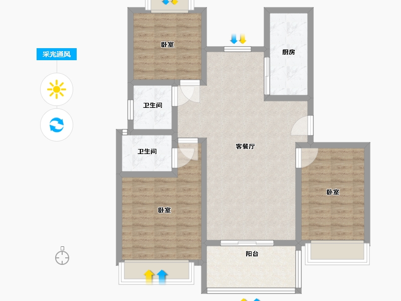 河南省-周口市-信诚清华园-90.00-户型库-采光通风