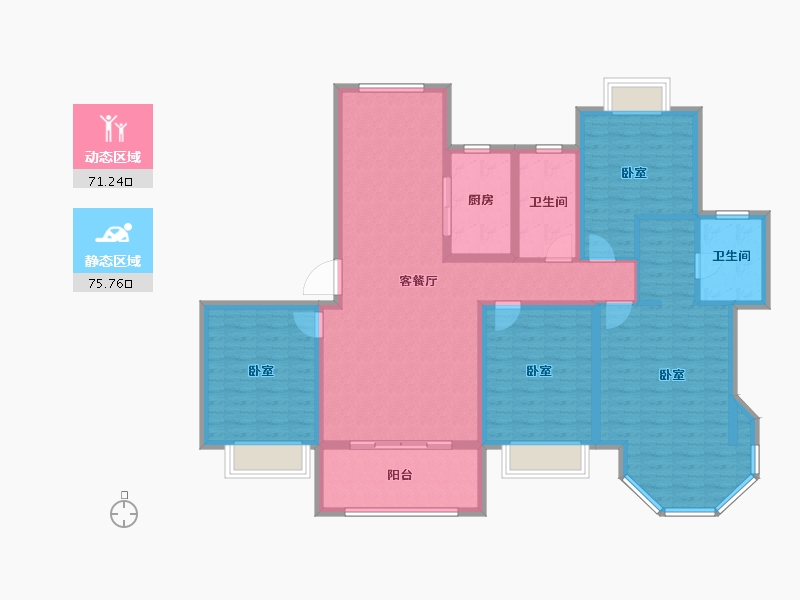 江苏省-南通市-中南世纪花城-132.10-户型库-动静分区