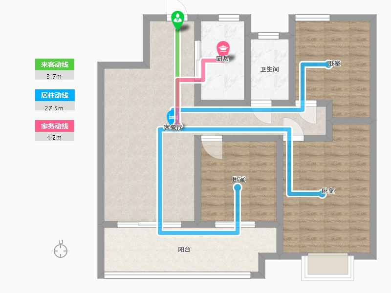 河南省-周口市-法姬娜·滨湖公园-85.66-户型库-动静线