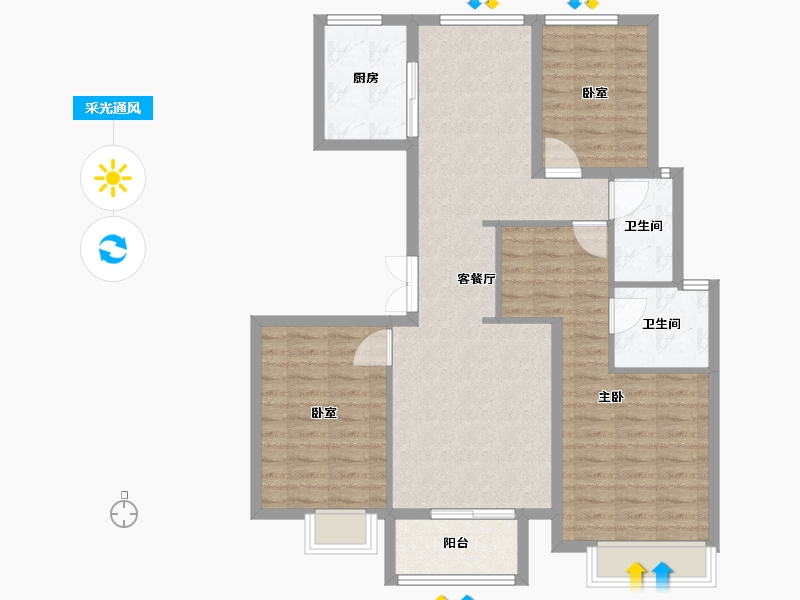 浙江省-嘉兴市-佳源珑府-97.00-户型库-采光通风