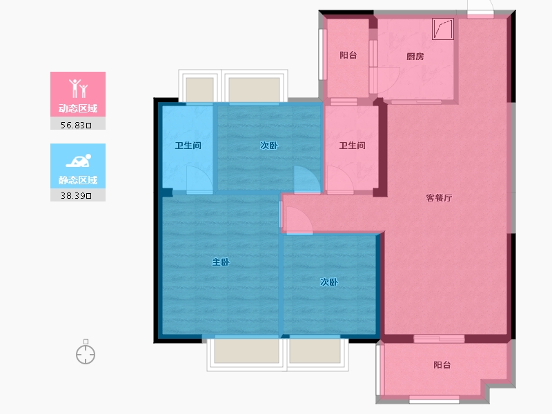 湖南省-常德市-碧桂园十里公园-84.94-户型库-动静分区