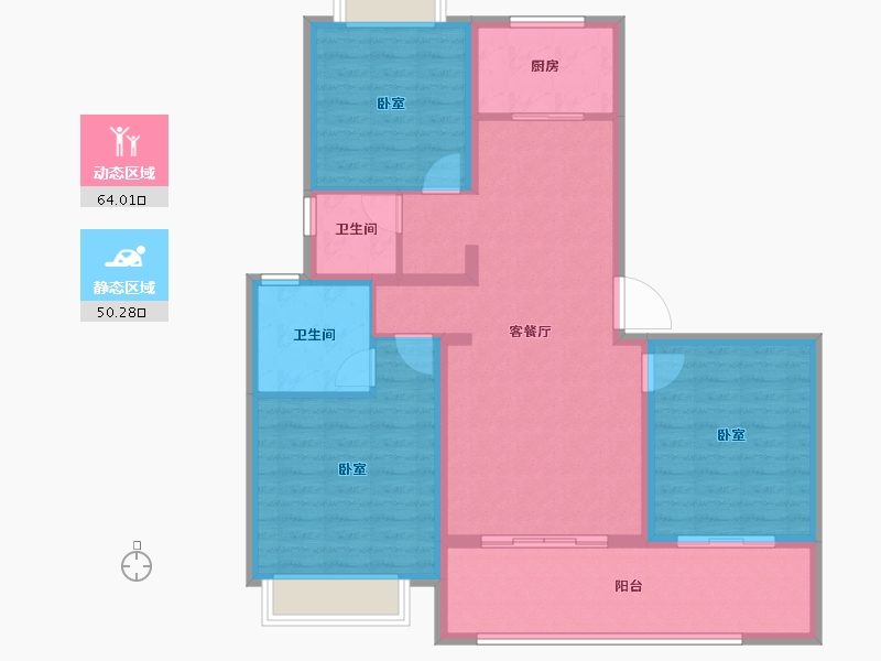 江苏省-南通市-中南世纪花城-103.00-户型库-动静分区