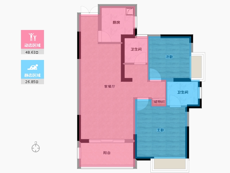 湖南省-长沙市-滨江一号-66.71-户型库-动静分区