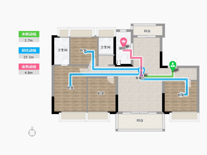 湖南省-岳阳市-碧桂园·天樾-115.98-户型库-动静线