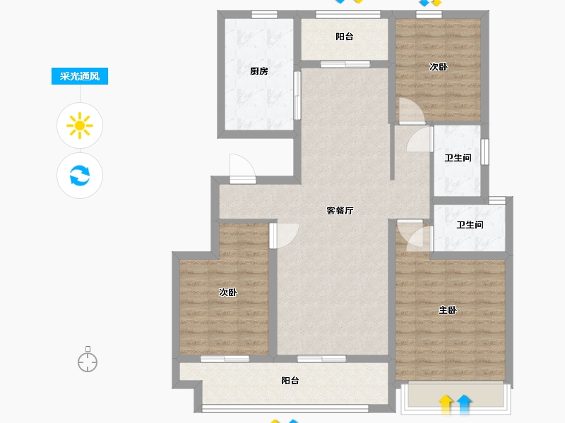 河南省-周口市-希尔顿逸林府-102.00-户型库-采光通风