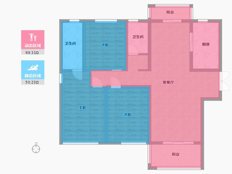 河南省-信阳市-东方今典·御府-106.40-户型库-动静分区