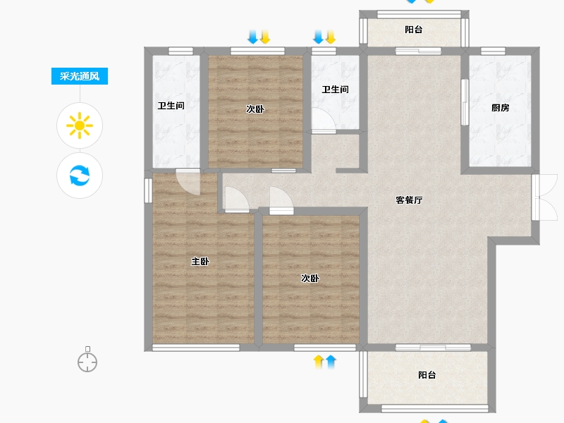 河南省-信阳市-东方今典·御府-106.40-户型库-采光通风