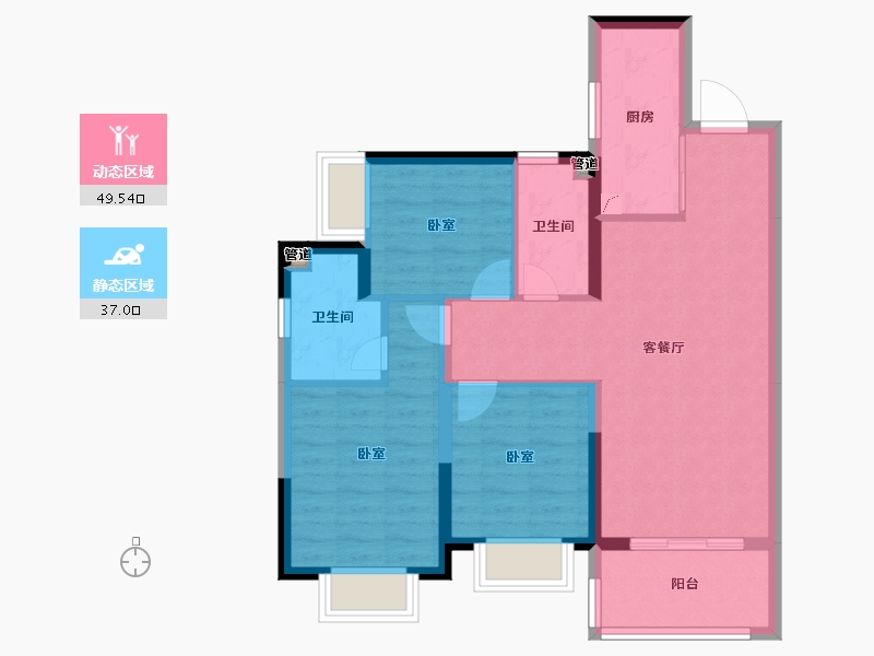 广东省-惠州市-珑悦锦云花园-77.18-户型库-动静分区