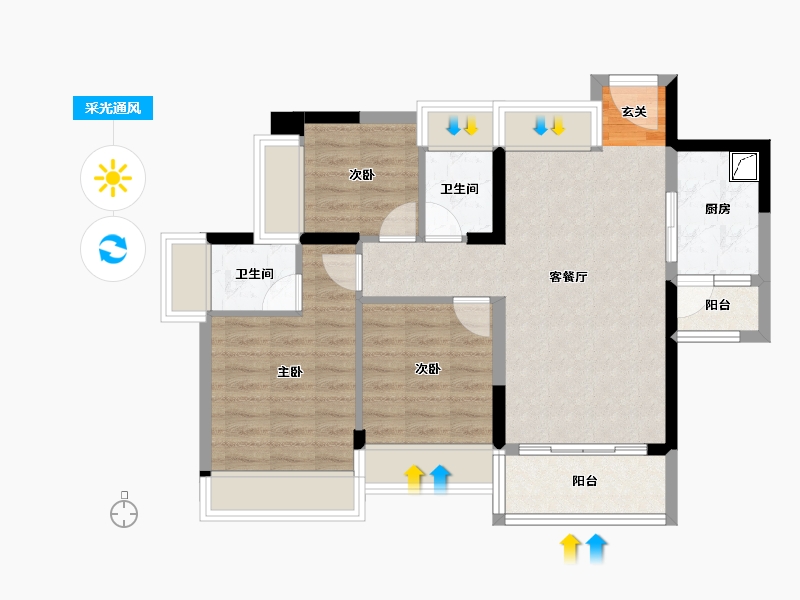 广东省-惠州市-星河荣域-71.25-户型库-采光通风