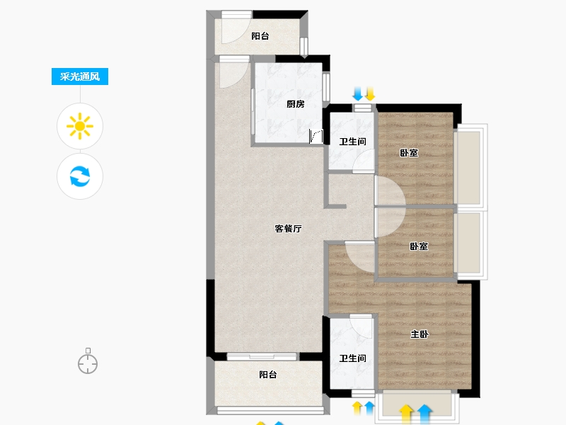 广东省-佛山市-时代水岸-77.97-户型库-采光通风