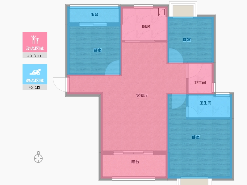 湖北省-孝感市-大悟山水星城-86.00-户型库-动静分区