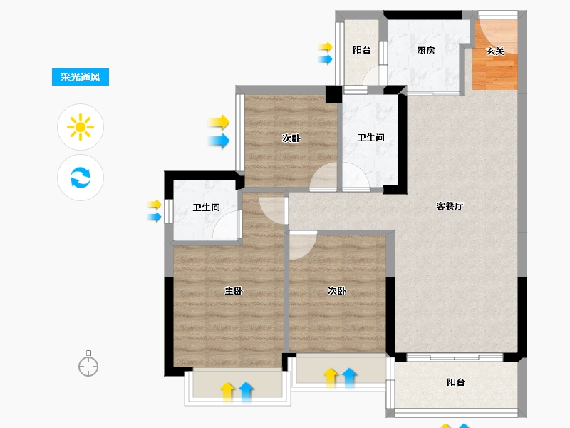 广东省-惠州市-昊翔源壹城中心-77.86-户型库-采光通风