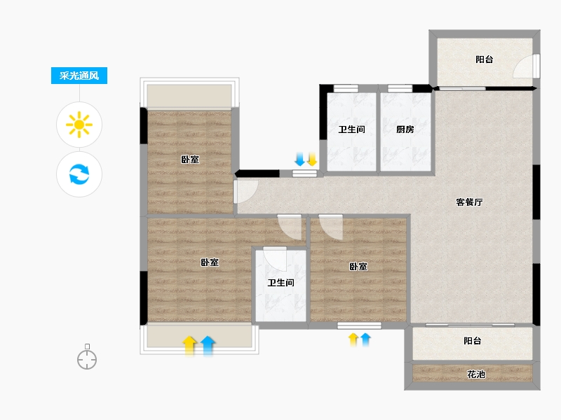 湖南省-衡阳市-瓏湾国际-95.11-户型库-采光通风