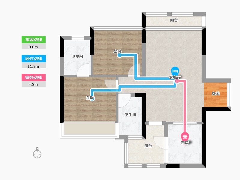 湖南省-长沙市-恒大奥苑-64.91-户型库-动静线