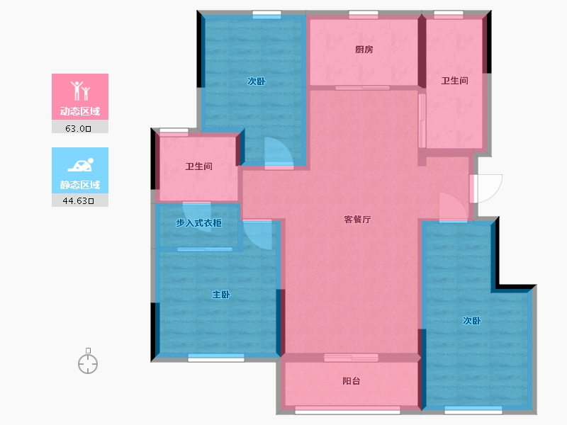 山东省-烟台市-金地格林郡-96.00-户型库-动静分区