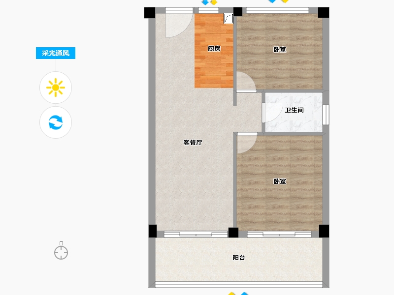 广东省-阳江市-碧桂园月亮湾-68.93-户型库-采光通风