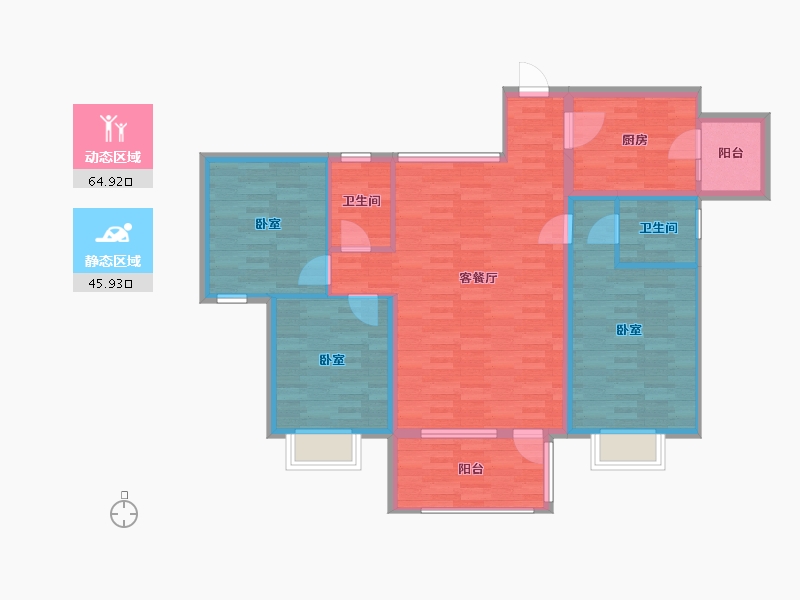 河北省-承德市-碧桂园观澜-100.11-户型库-动静分区