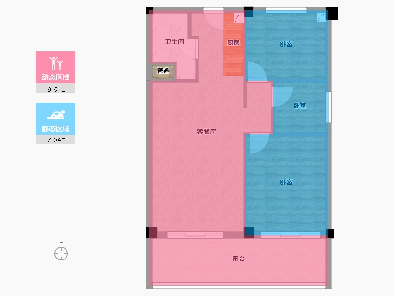 广东省-阳江市-碧桂园月亮湾-70.11-户型库-动静分区