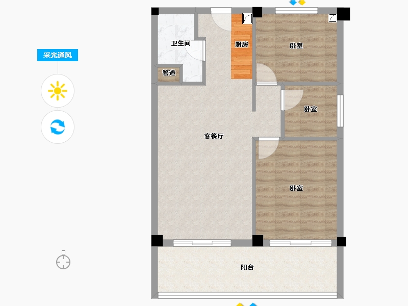 广东省-阳江市-碧桂园月亮湾-70.11-户型库-采光通风