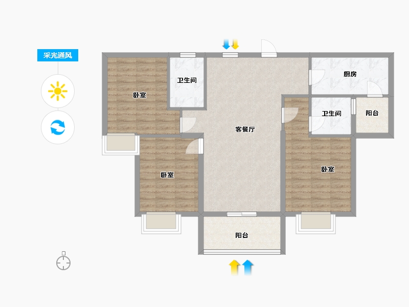 广东省-汕尾市-陆丰碧桂园陆城壹号-94.00-户型库-采光通风