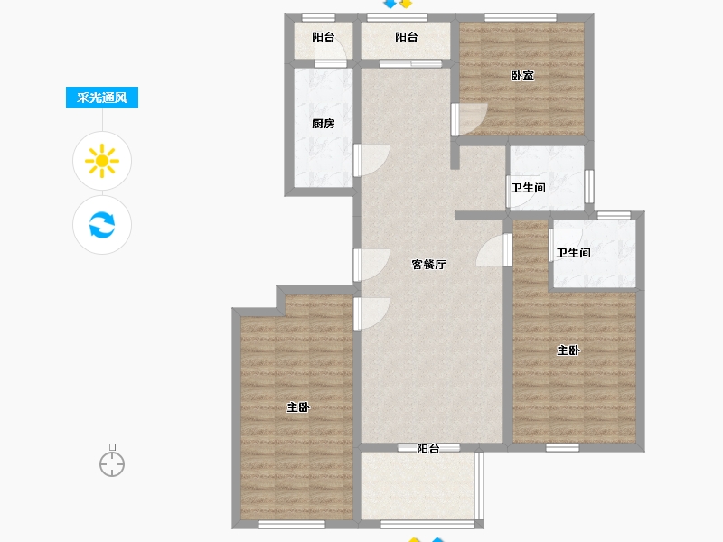 江苏省-苏州市-巴黎春天-113.01-户型库-采光通风