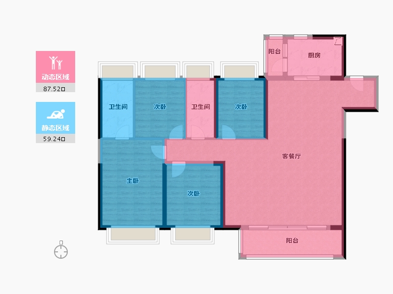 云南省-昆明市-中海寰宇天下-133.02-户型库-动静分区