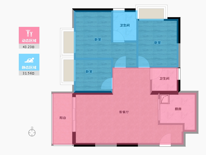 广东省-东莞市-中天·悦府　-67.12-户型库-动静分区