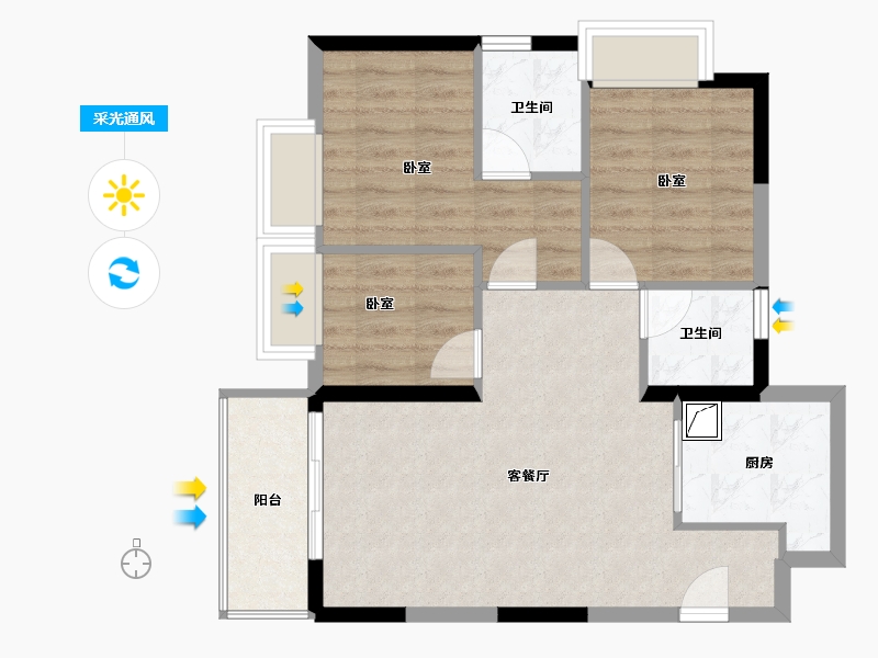 广东省-东莞市-中天·悦府　-67.12-户型库-采光通风