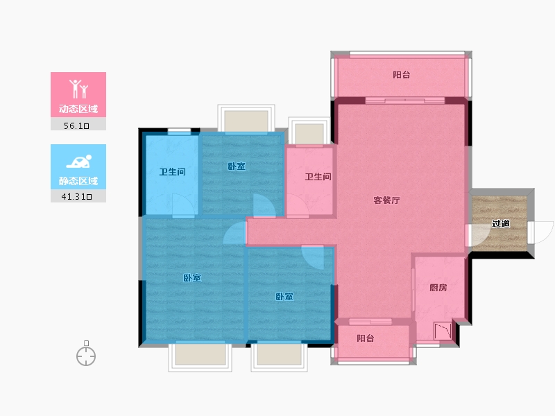 广东省-广州市-丽水蓝天-92.00-户型库-动静分区