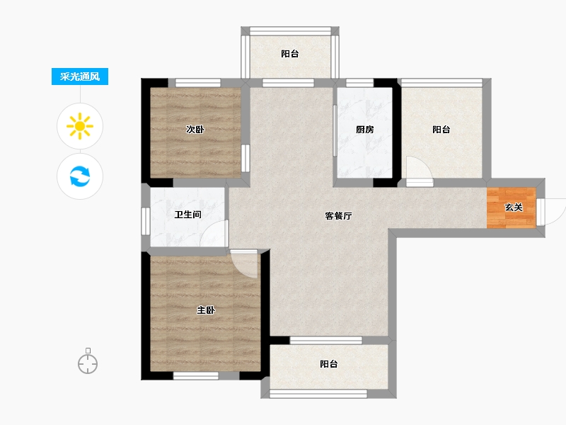 湖南省-长沙市-高升公馆-71.11-户型库-采光通风