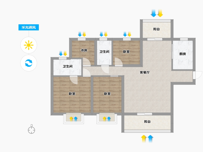 广东省-汕尾市-瑞城花园-92.92-户型库-采光通风