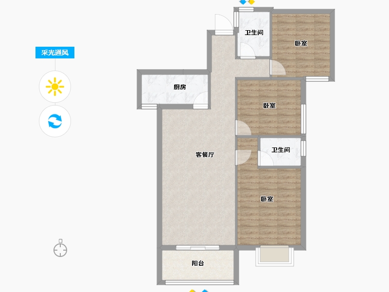 湖北省-孝感市-迎宾花城-88.01-户型库-采光通风