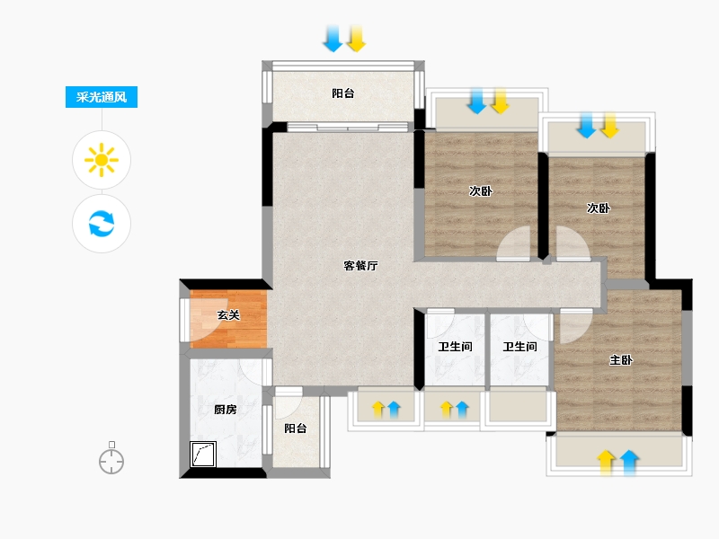 广东省-惠州市-星河荣域-71.51-户型库-采光通风