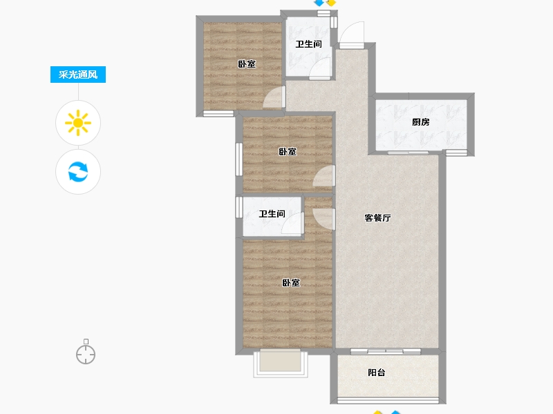 湖北省-孝感市-迎宾花城-89.14-户型库-采光通风