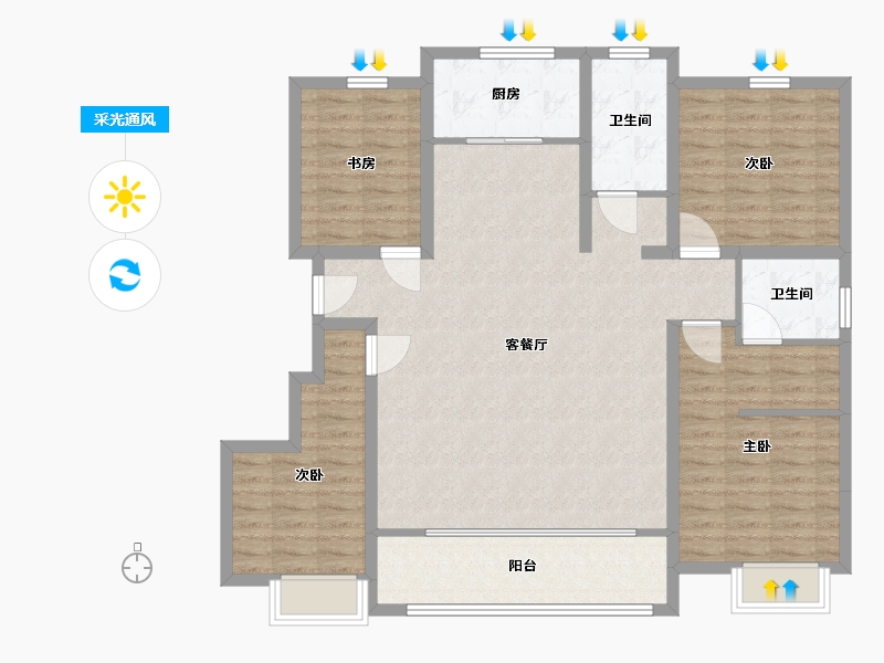 山东省-潍坊市-紫玉兰亭-119.00-户型库-采光通风