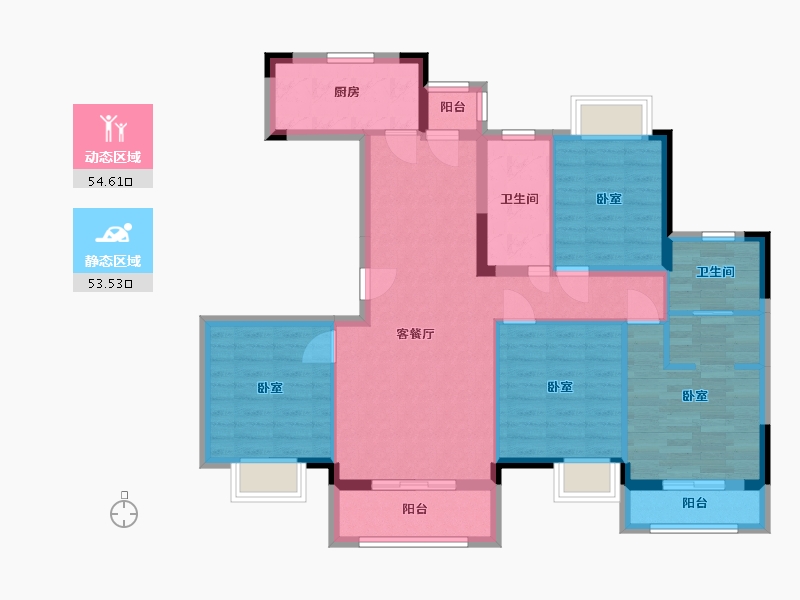 湖北省-武汉市-立城福第-95.85-户型库-动静分区