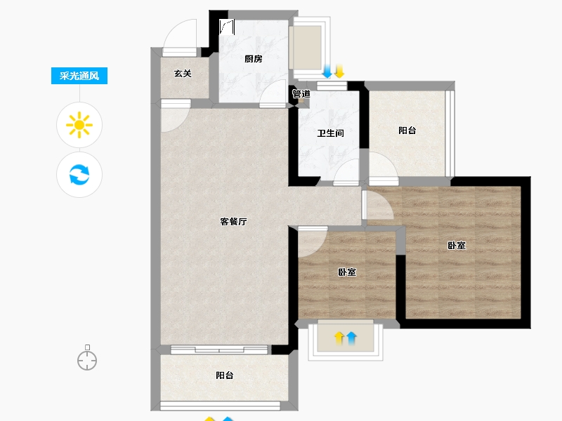 广东省-惠州市-颐安天朗名庭-61.01-户型库-采光通风