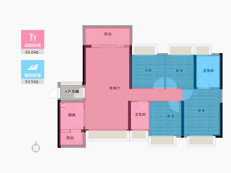 湖南省-衡阳市-银泰红城6~9期-102.79-户型库-动静分区